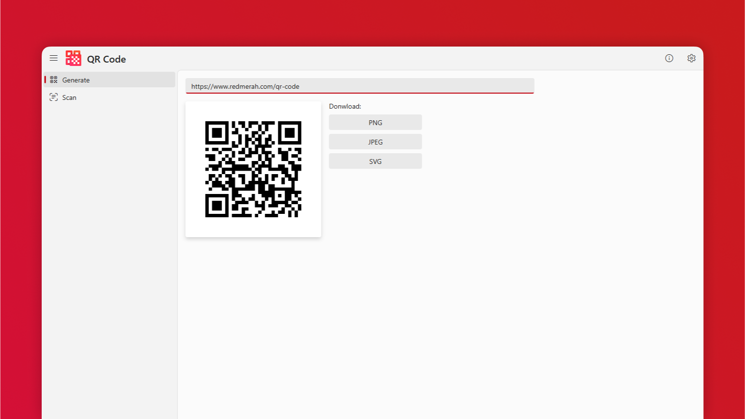 QR Code Scanner & Generator app in Redmerah